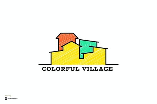 簡(jiǎn)約彩色線條村莊建筑 LOGO標(biāo)識(shí)平面設(shè)計(jì)